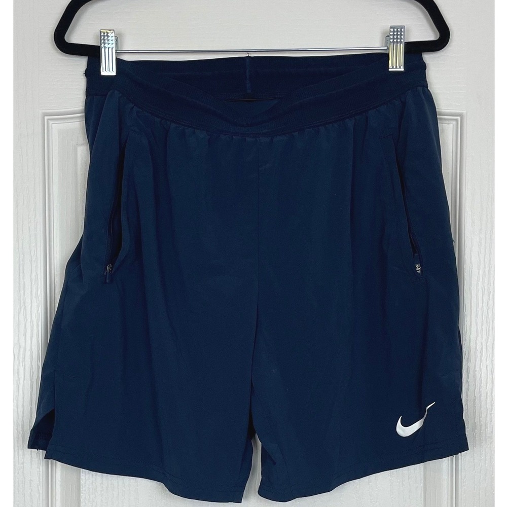 Nike Dri-FIT Mens Navy Blue Training Shorts Large Zipper Pockets Athletic Gym